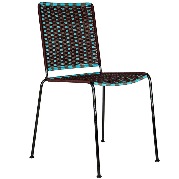 Brown & Turquoise Woven Artisan Metal Chair