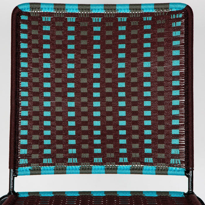Brown & Turquoise Woven Artisan Metal Chair