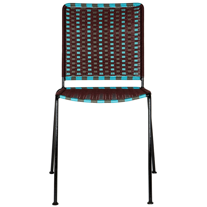 Brown & Turquoise Woven Artisan Metal Chair