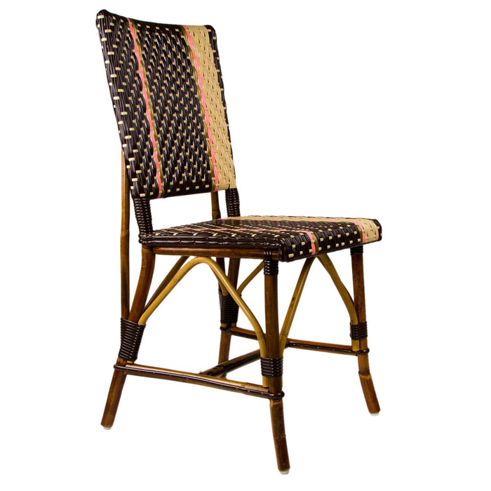 Brown, Cream, Pink & Gold Mediterranean Bistro Square Back Stripe Chair