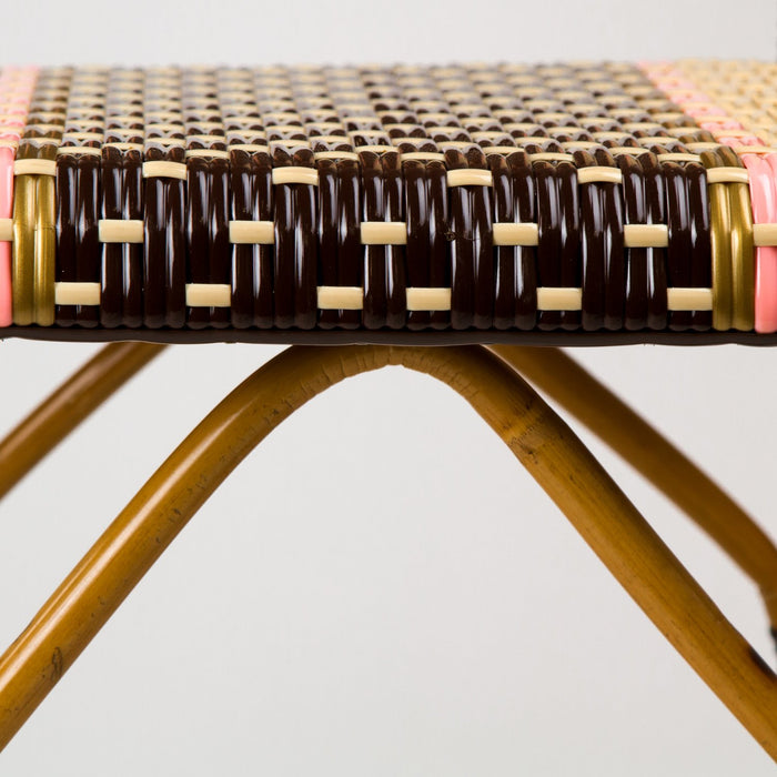 Brown, Cream, Pink & Gold Mediterranean Bistro Square Back Stripe Chair