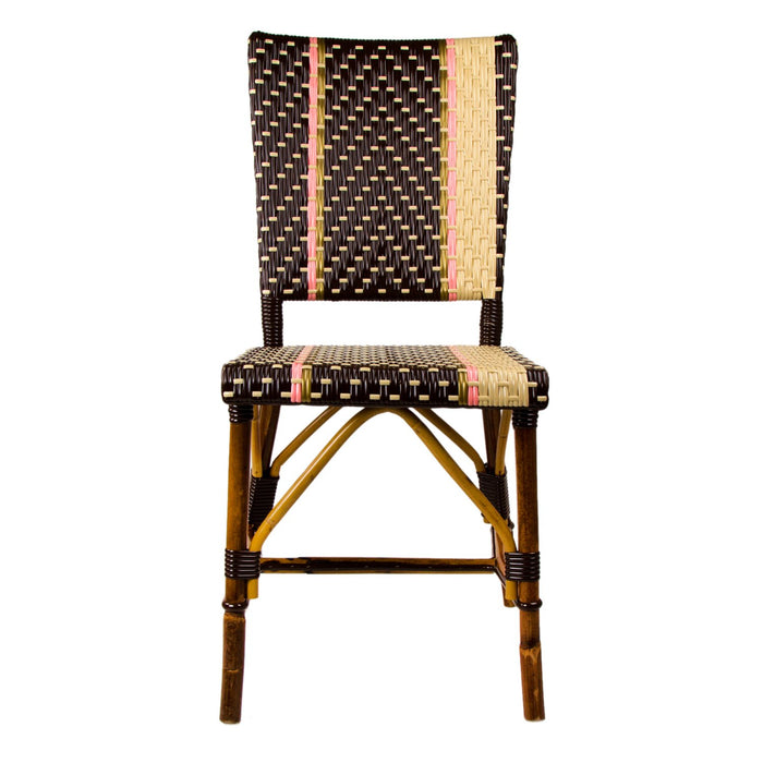 Brown, Cream, Pink & Gold Mediterranean Bistro Square Back Stripe Chair