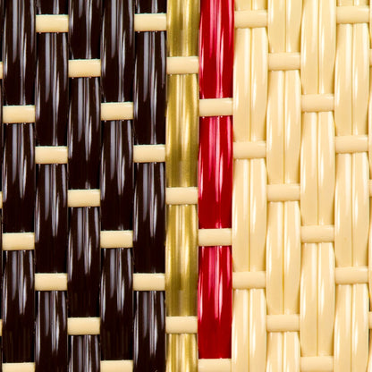 Brown, Cream, Red & Gold Mediterranean Bistro Square Back Stripe Chair