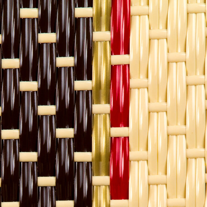 Brown, Cream, Red & Gold Mediterranean Bistro Square Back Stripe Chair