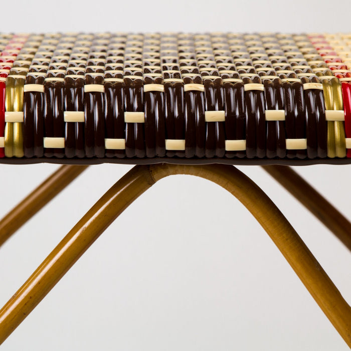 Brown, Cream, Red & Gold Mediterranean Bistro Square Back Stripe Chair