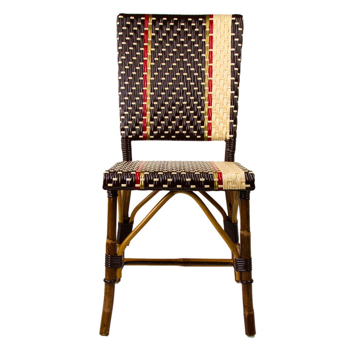 Brown, Cream, Red & Gold Mediterranean Bistro Square Back Stripe Chair