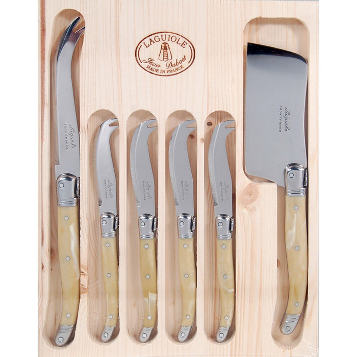 Cream Light Horn Laguiole 6 Piece Cheese Set