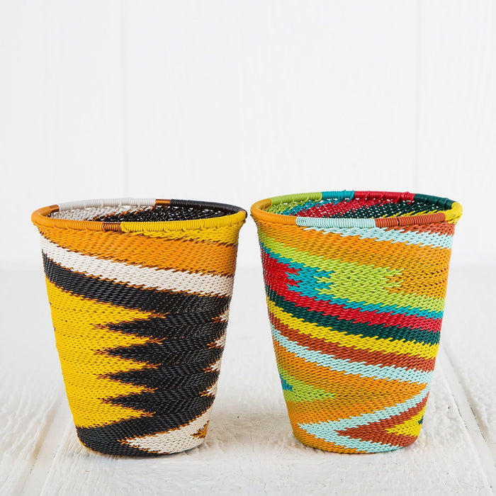 Colorful Telephone-Wire Weave Pencil Cups