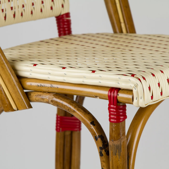 Cream & Bordeaux Mediterranean Bistro Bar Stool with Back (29" h. seat) (L)