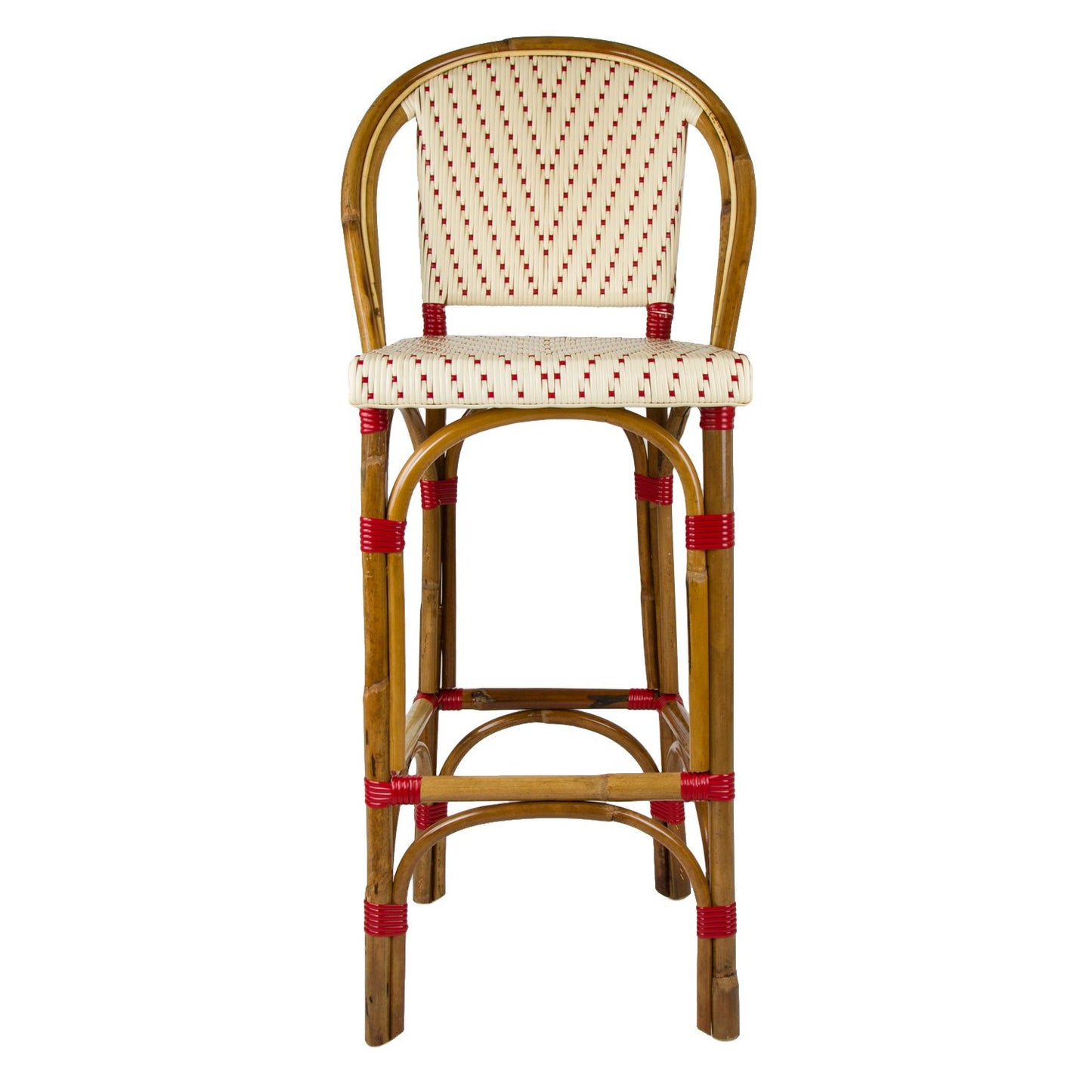 Cream & Bordeaux Mediterranean Bistro Bar Stool with Back (29" h. seat) (L)