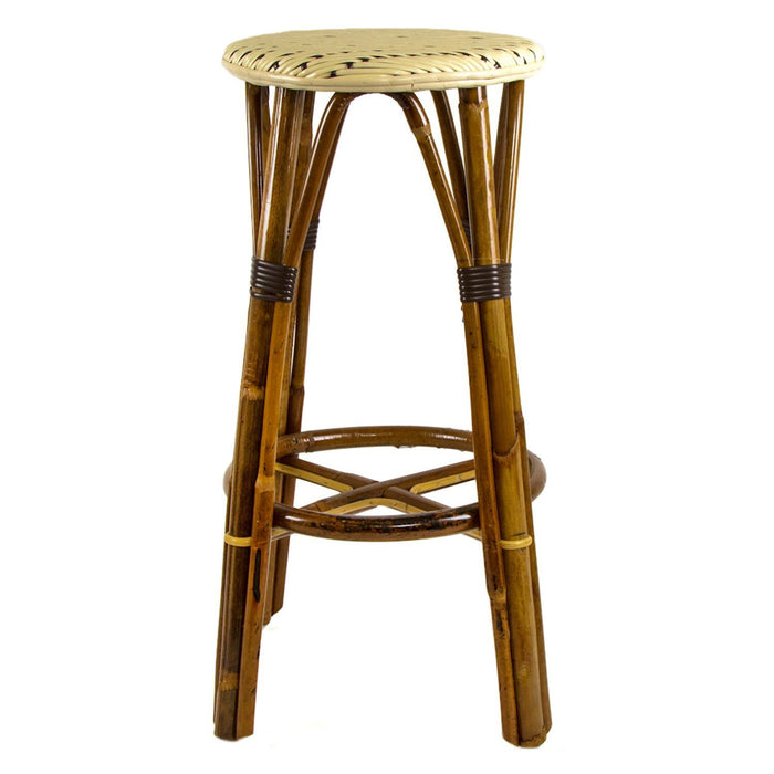 Cream & Brown Bar Height Mediterranean Bistro Bar Stool (29" h. seat) (L)