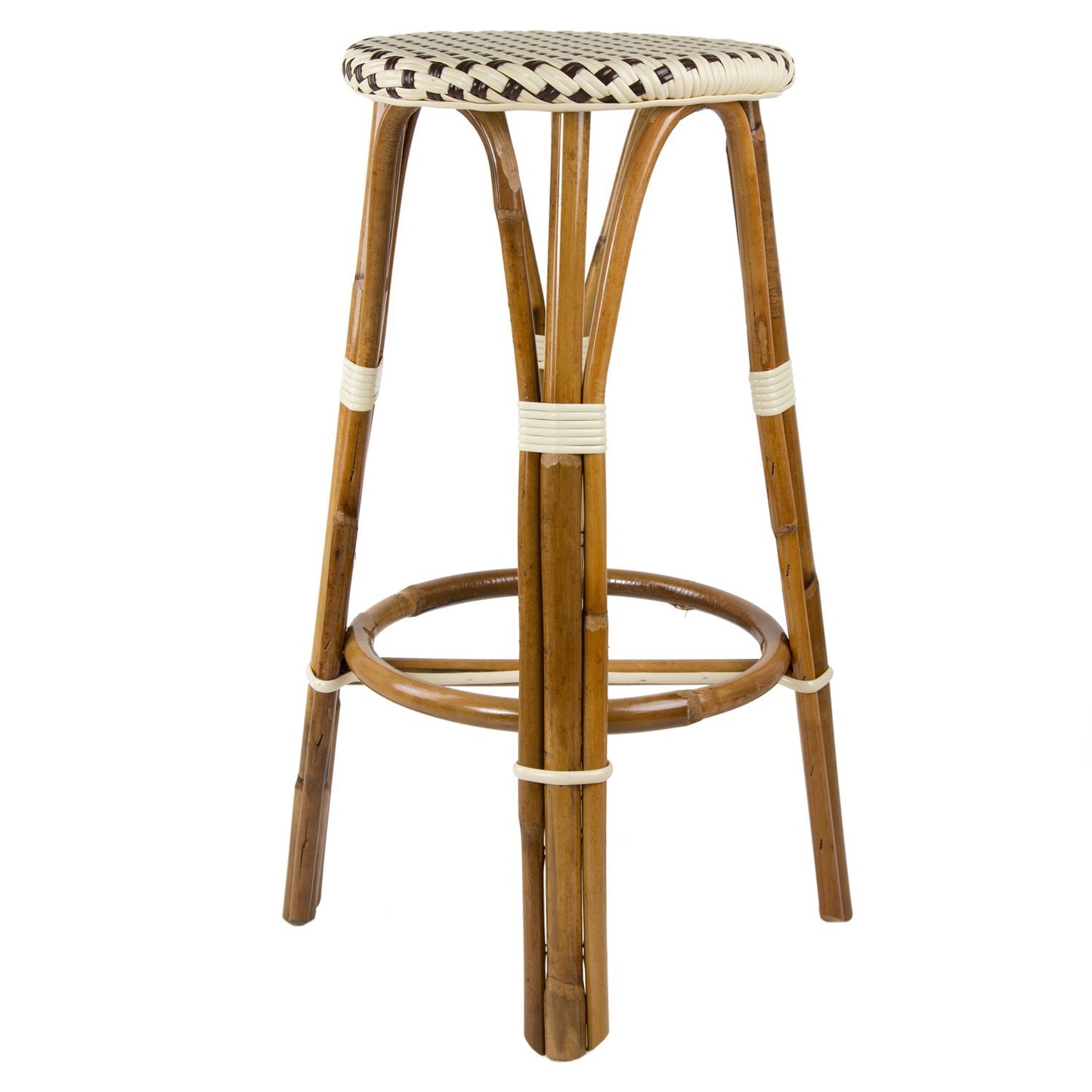 Cream & Brown Bar Height Mediterranean Bistro Bar Stool (29" h. seat) (B)