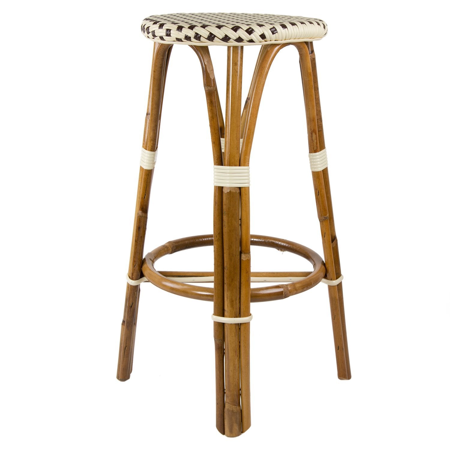 Cream & Brown Bar Height Mediterranean Bistro Bar Stool (29" h. seat) (B)