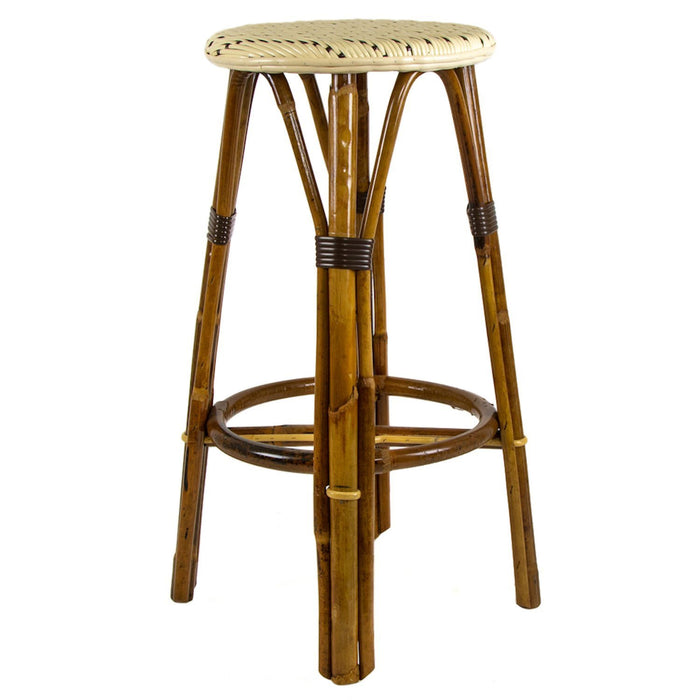 Cream & Brown Bar Height Mediterranean Bistro Bar Stool (29" h. seat) (L)