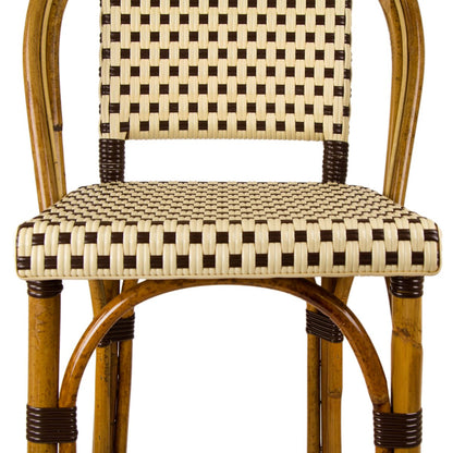Cream & Brown Counter Height Mediterranean Bistro Bar Stool with Back (26" h) (E)