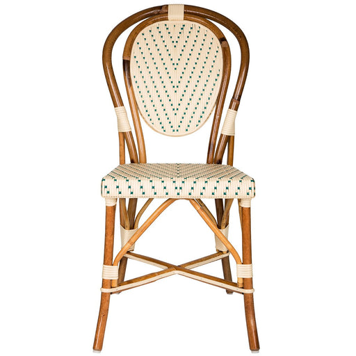 Cream and Emerald Green Mediterranean Bistro Chair (L)