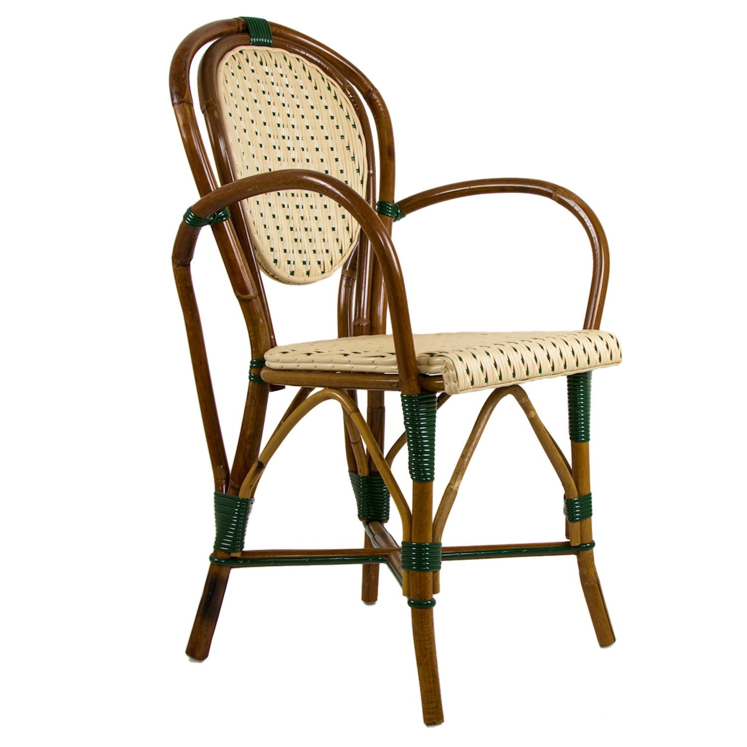 Cream & Green Mediterranean Bistro Armchair (D)