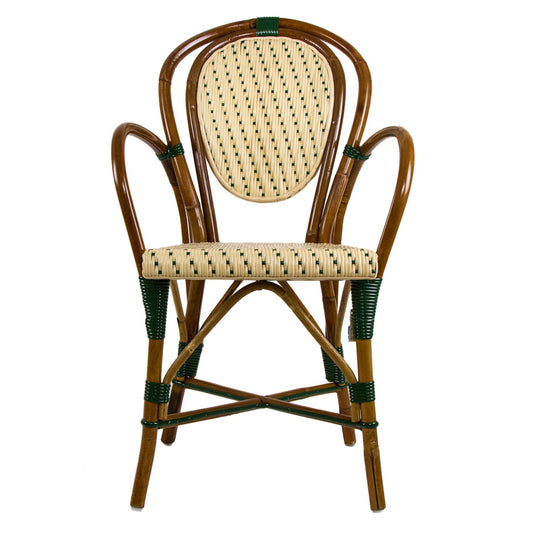 Cream & Green Mediterranean Bistro Armchair (D)