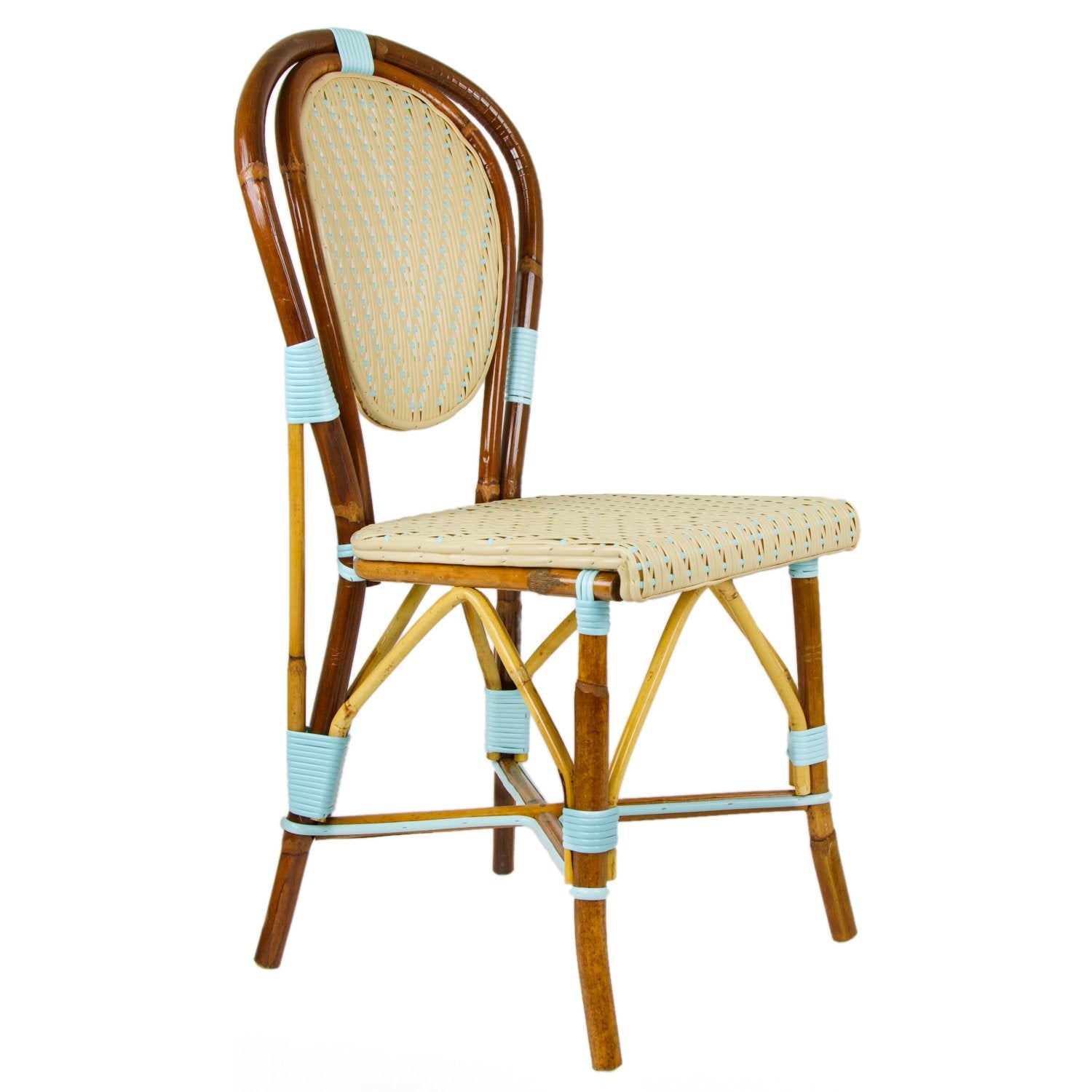 Cream & Light Azure Mediterranean Bistro Chair (L)