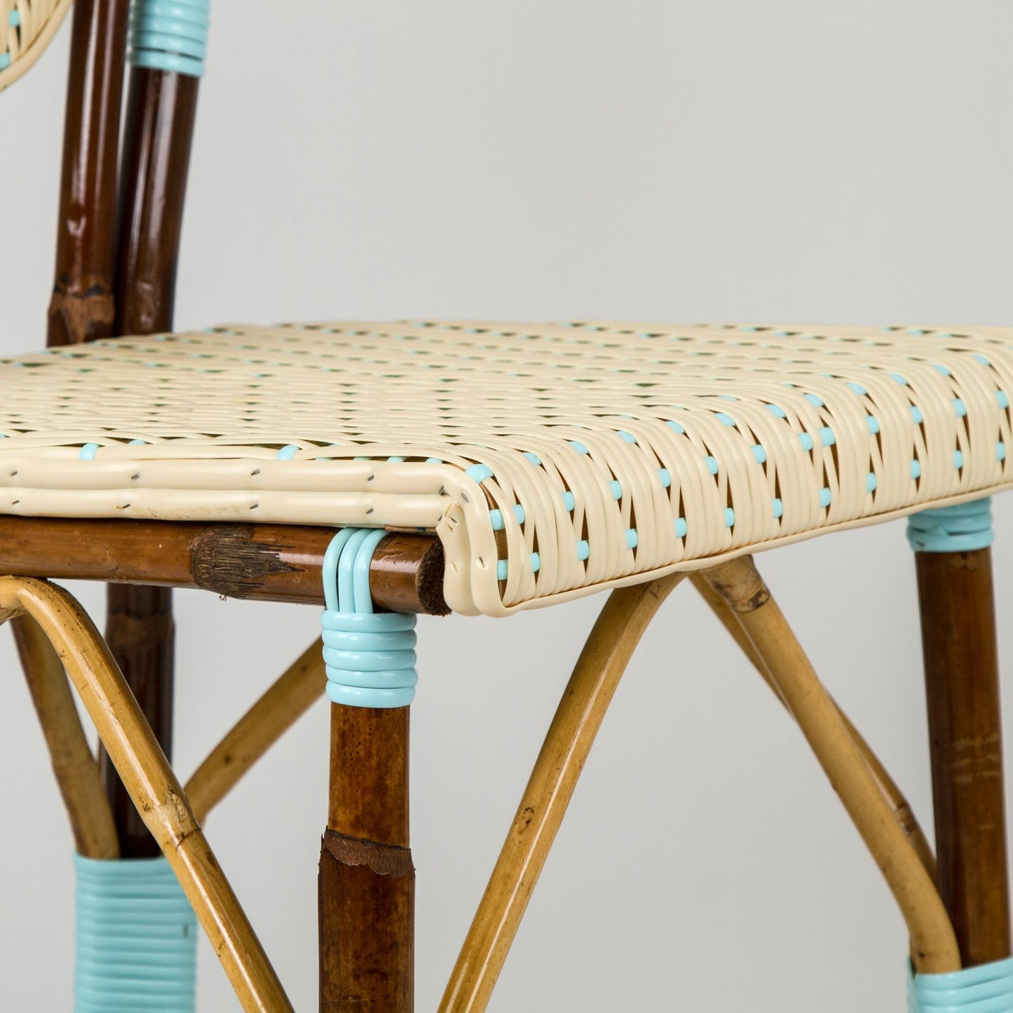 Cream & Light Azure Mediterranean Bistro Chair (L)
