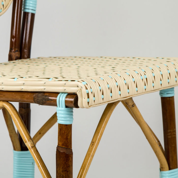 Cream & Light Azure Mediterranean Bistro Chair (L)