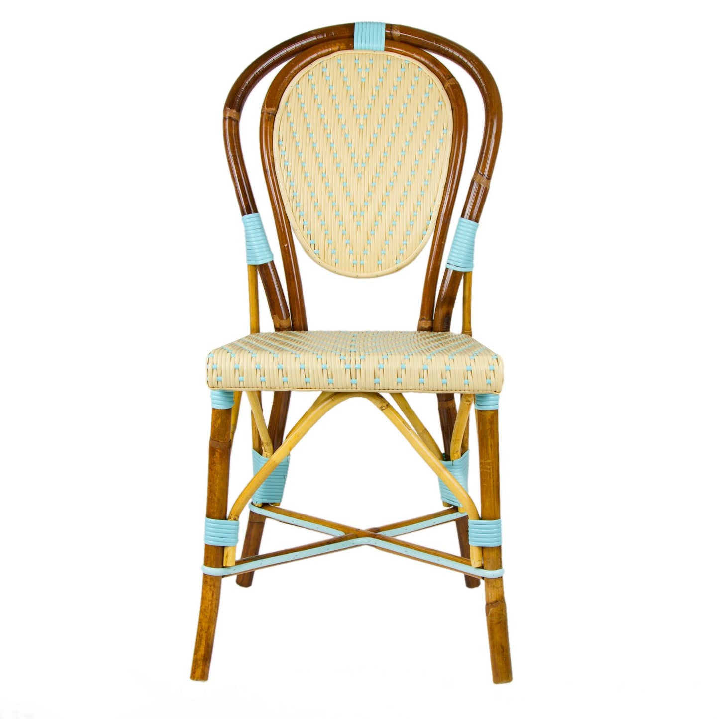 Cream & Light Azure Mediterranean Bistro Chair (L)