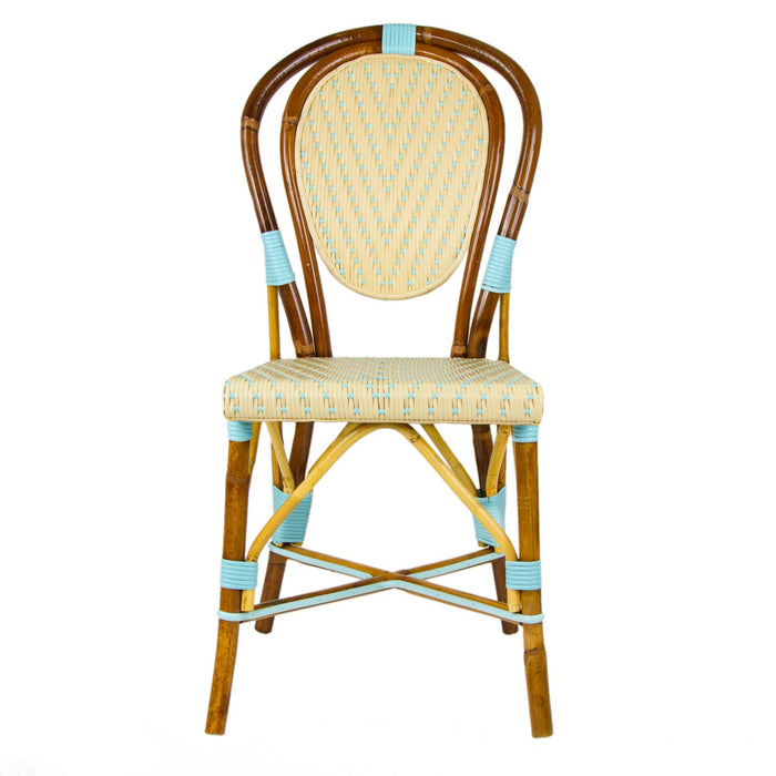 Cream & Light Azure Mediterranean Bistro Chair (L)