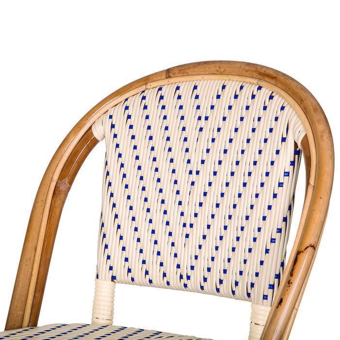 Cream and Royal Blue Mediterranean Bistro Bar Stool with Back (29" h. seat) (L) - Maison Midi