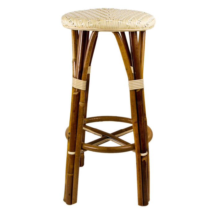 Cream & White Bar Height Mediterranean Bistro Bar Stool (29" h. seat) (L)