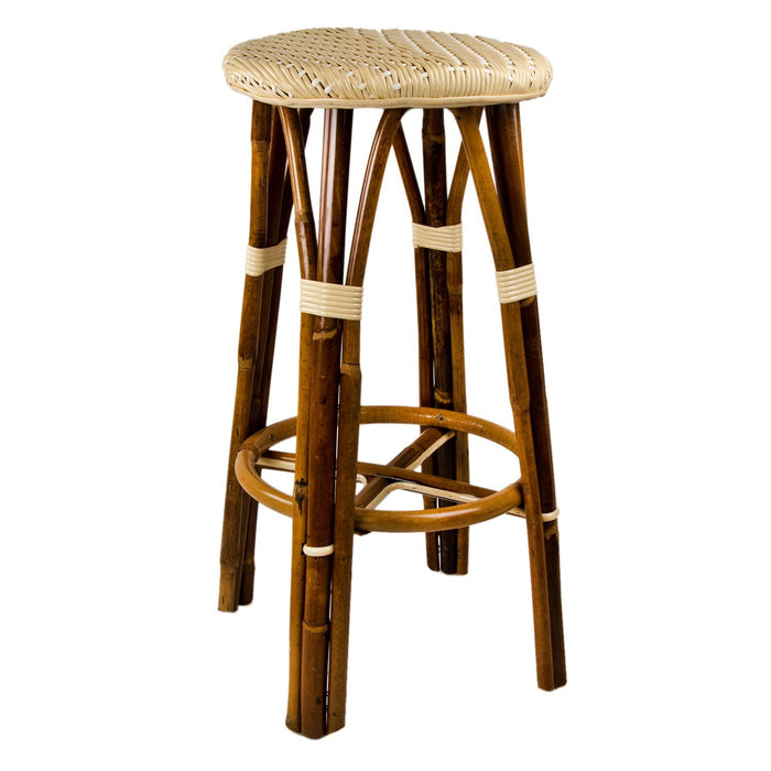 Cream & White Bar Height Mediterranean Bistro Bar Stool (29" h. seat) (L)