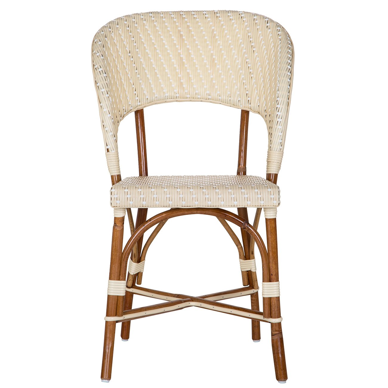 Cream and White Mediterranean Bistro Wrap Back Chair (H)