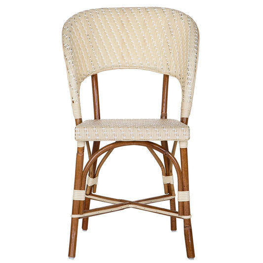 Cream and White Mediterranean Bistro Wrap Back Chair (H)