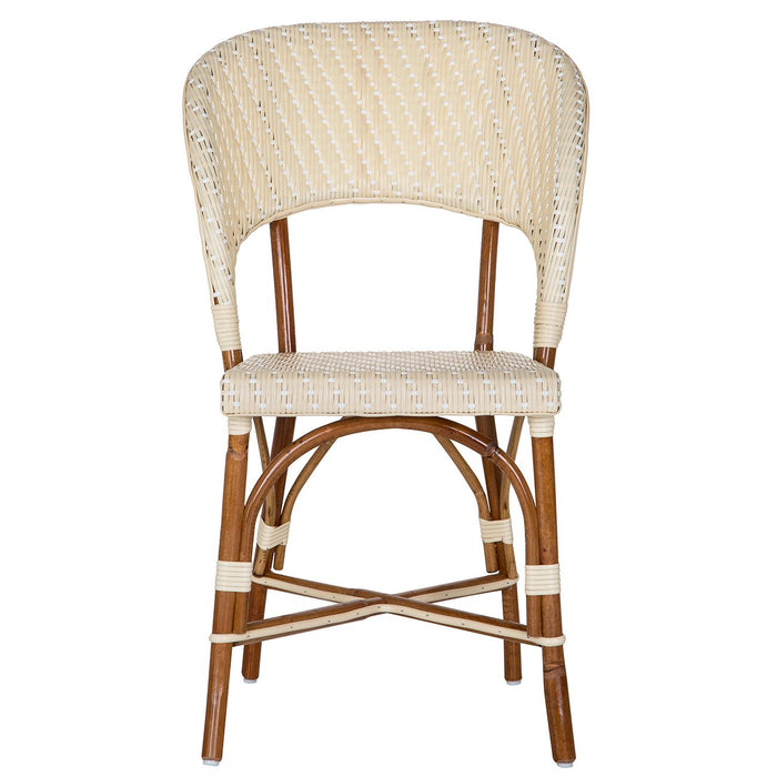 Cream and White Mediterranean Bistro Wrap Back Chair (H)
