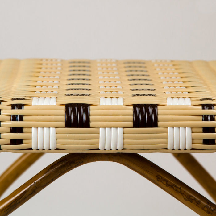 Cream, Brown & White Mediterranean Bistro Chair with Woven Arms (W)