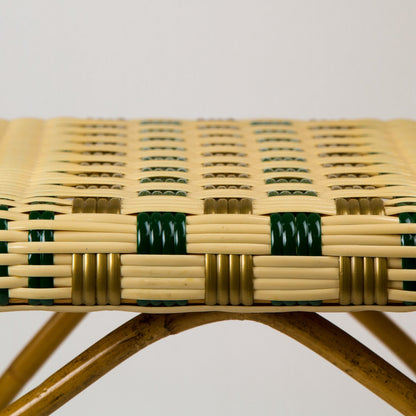 Cream, Green & Gold Mediterranean Bistro Chair with Woven Arms (W)