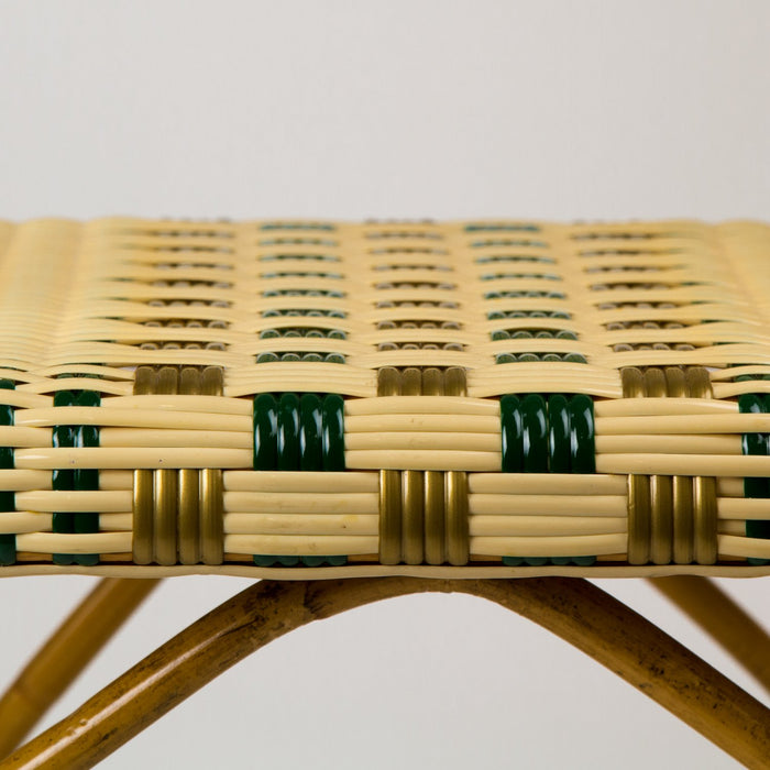 Cream, Green & Gold Mediterranean Bistro Chair with Woven Arms (W)