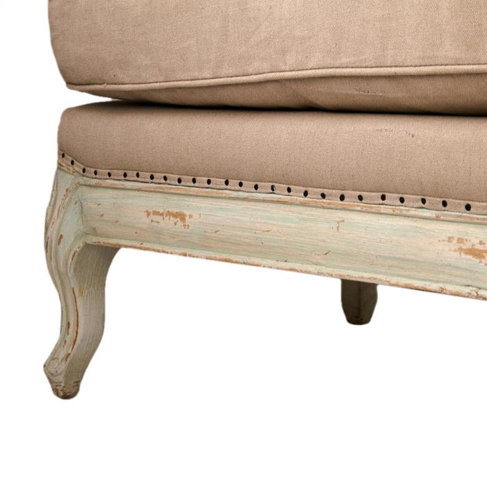 Cream Linen Overstuffed Bedside Bench