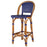 Blue & Azure Counter Height Mediterranean Bistro Bar Stool with Back (26" h. seat) (L)