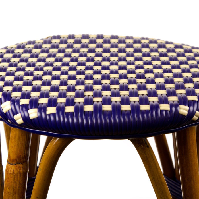 Navy Blue & Cream Counter Height Mediterranean Bistro Bar Stool (26" h) (E)