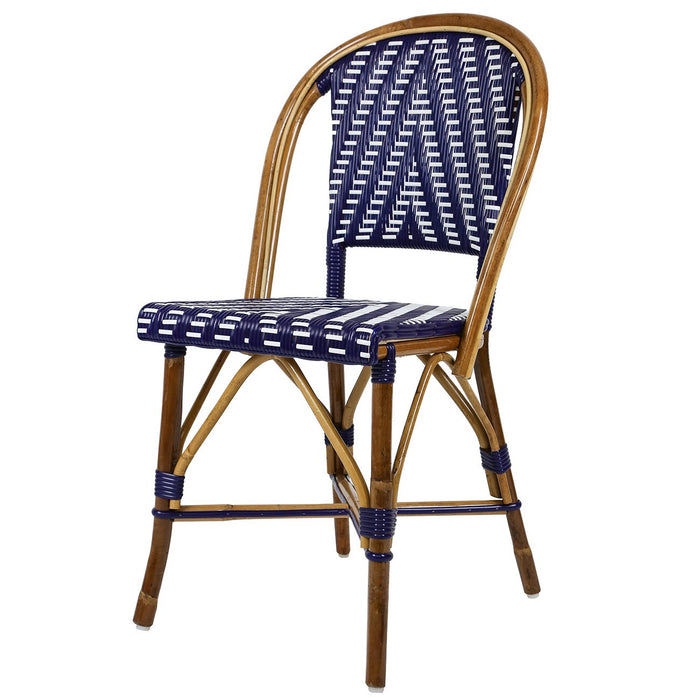 Blue & White Mediterranean Bistro Round Back Chair (CHEV)