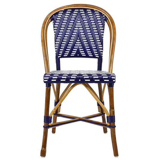 Blue & White Mediterranean Bistro Round Back Chair (CHEV)