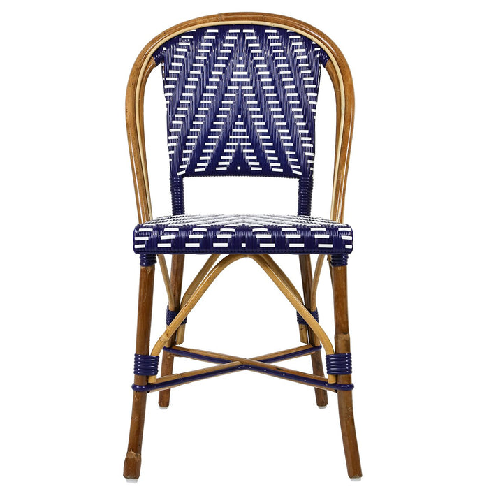 Blue & White Mediterranean Bistro Round Back Chair (CHEV)