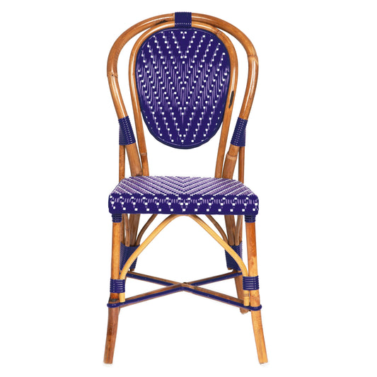 Dark Blue and White Mediterranean Bistro Chair (L)