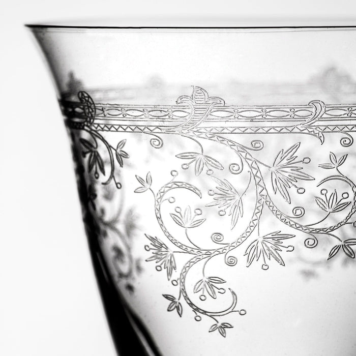 Ornate Etched Wine Glass	