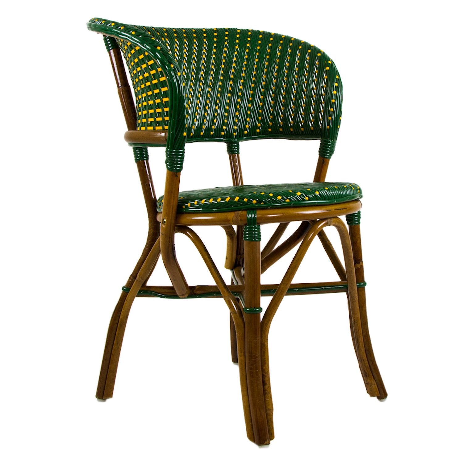Green & Ochre Mediterranean Bistro Wrap Back Chair with Round Seat (V)
