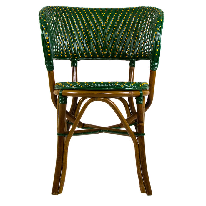 Green & Ochre Mediterranean Bistro Wrap Back Chair with Round Seat (V)