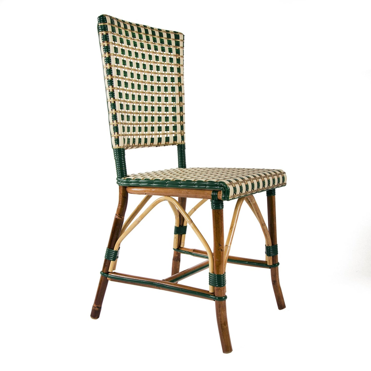 Green, Cream & Gold Mediterranean Bistro Square Back Stripe Chair 