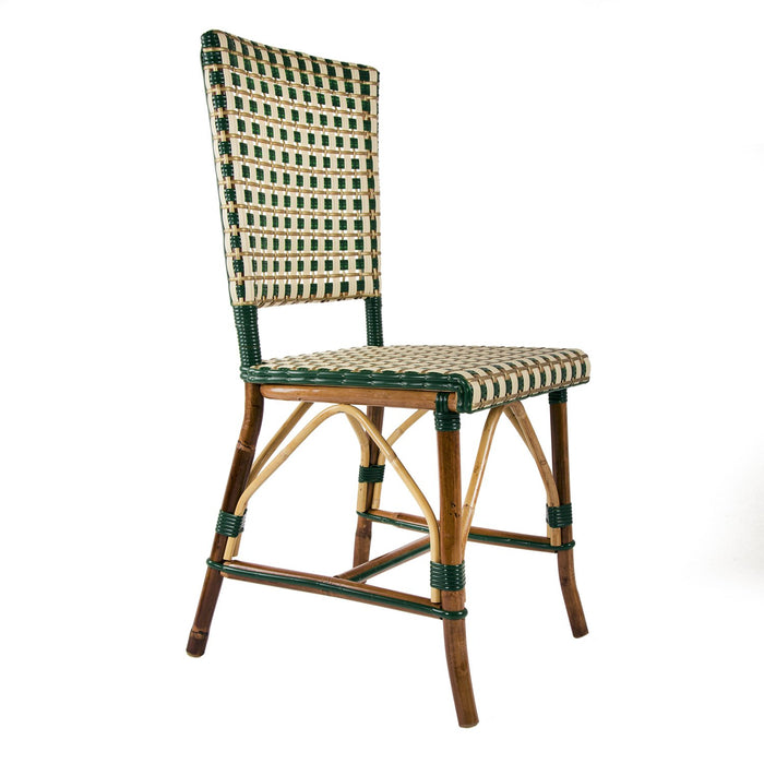 Green, Cream & Gold Mediterranean Bistro Square Back Stripe Chair 