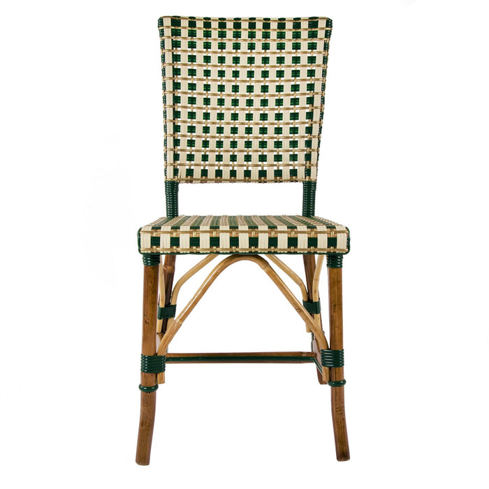 Green, Cream & Gold Mediterranean Bistro Square Back Stripe Chair 