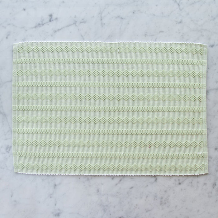 Green Stripe & Diamond 100% Cotton Rep Weave Placemat (19.25" x 13")